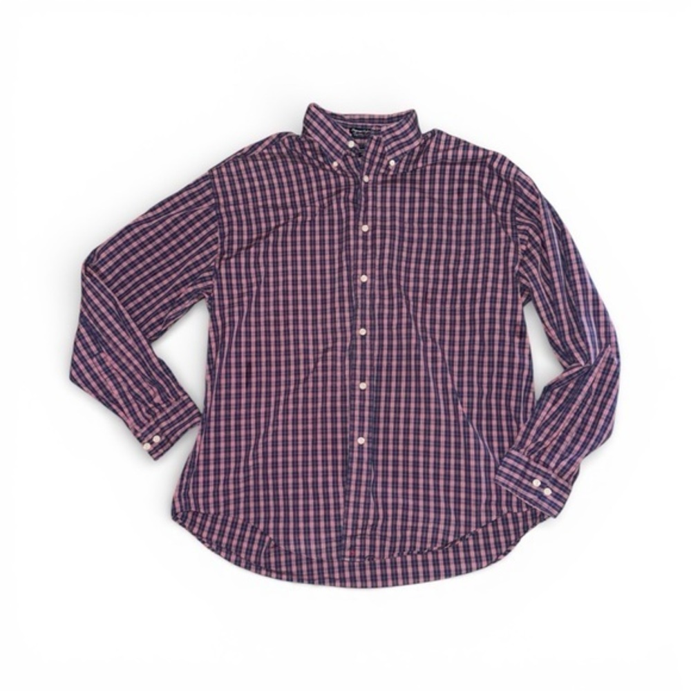 Hathaway Sport Men's Size Large Checkered Shirt - Blue and Blue Button Up Top